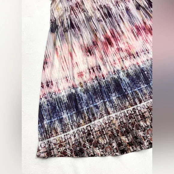 ONE WORLD Live & Let Live Sleeveless Boho Ombre Print Paisley Neckline Dress - Picture 2 of 16